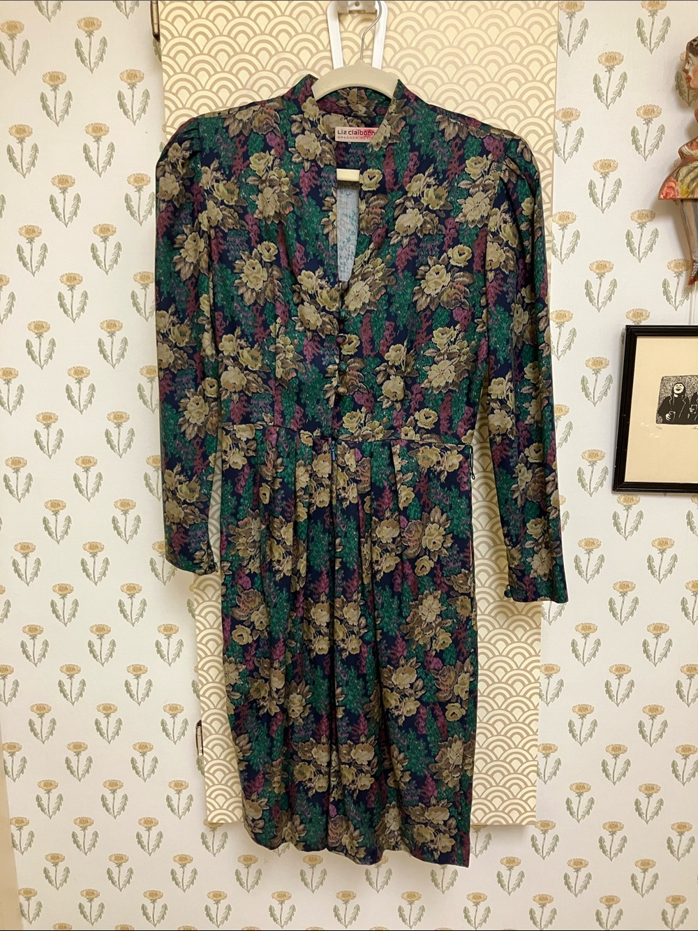 Vintage 80s Purple and Green Floral Women’s Dress